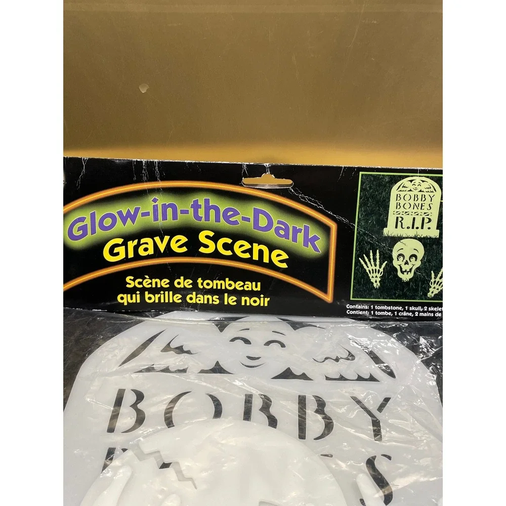 Glow in the Dark Halloween Grave Scene Bobby Bones‎ RIP Decoration 1997